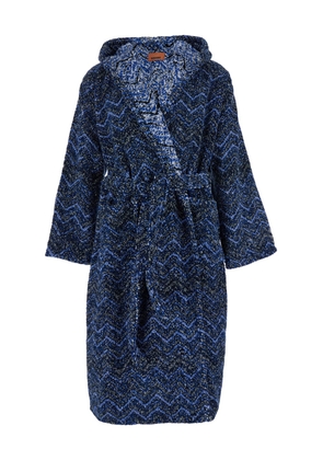 Missoni azul Blue Bathrobe With Zig Zag Motif In Cotton