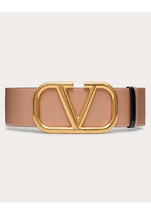 Valentino Garavani REVERSIBLE VLOGO SIGNATURE BELT IN GLOSSY CALFSKIN 70MM Woman SMOKEY BROWN/BLACK 065