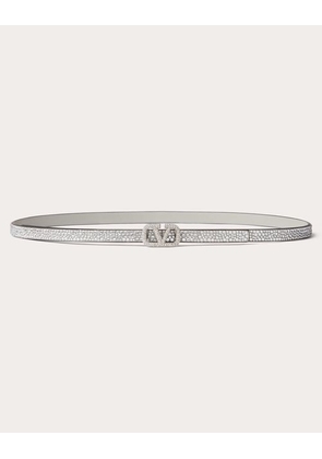 Valentino Garavani VLOGO SIGNATURE BELT WITH CRYSTALS 10 MM Woman CRYSTAL 070