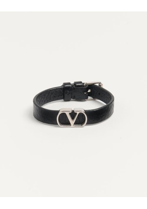 Valentino Garavani VLOGO SIGNATURE GRAINY CALFSKIN BRACELET Man BLACK UNI