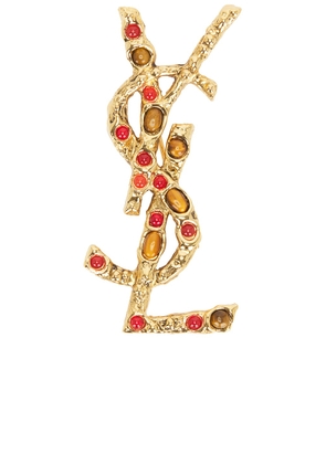Saint Laurent Cassandre Broche in Or Laiton  Marron  & Ora - Metallic Gold. Size all.