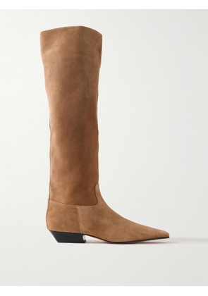 KHAITE - Marfa Suede Knee Boots - Brown - IT36,IT36.5,IT37,IT37.5,IT38,IT38.5,IT39,IT39.5,IT40,IT40.5,IT41