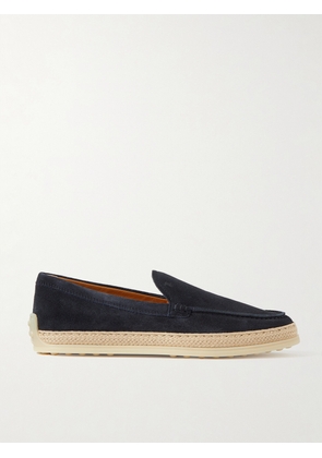 Tod's - Raffia-trimmed Suede Loafers - Blue - IT34,IT36,IT36.5,IT37,IT37.5,IT38,IT38.5,IT39,IT39.5,IT40,IT40.5,IT41,IT41.5,IT42