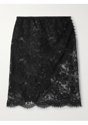 SAINT LAURENT - Scalloped Cotton-blend Lace Midi Skirt - Black - FR 36,FR 38,FR 40