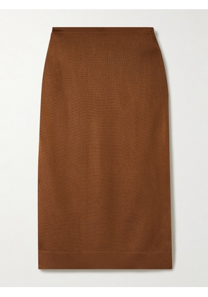 SAINT LAURENT - Satin-jersey Midi Skirt - Brown - S,M,L