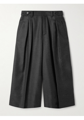 SAINT LAURENT - Flared Pleated Cashmere Shorts - Gray - FR 34,FR 36,FR 38,FR 40,FR 42