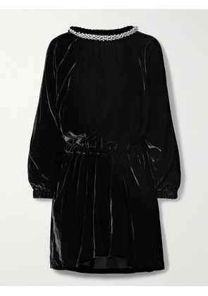 Isabel Marant - Beniga Crystal-embellished Velvet Mini Dress - Black - FR 34,FR 36,FR 38,FR 40,FR 42,FR 44