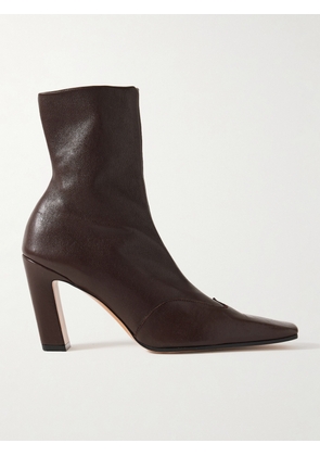 KHAITE - Nevada Leather Ankle Boots - Brown - IT36,IT36.5,IT37,IT37.5,IT38,IT38.5,IT39,IT39.5,IT40,IT40.5,IT41