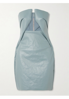 Rick Owens - Strapless Cutout Coated-denim Mini Dress - Blue - IT38,IT40,IT42,IT44,IT46,IT48