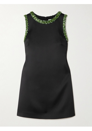 Self-Portrait - Embellished Satin Mini Dress - Black - UK 4,UK 6,UK 8,UK 10,UK 12,UK 14,UK 16