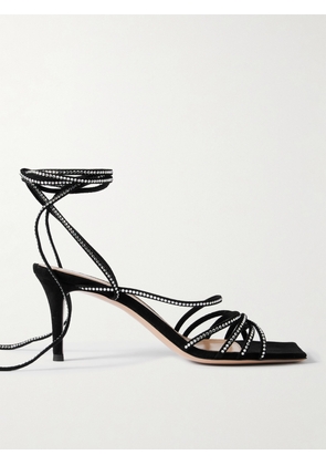Gianvito Rossi - 75 Crystal-embellished Suede Sandals - Black - IT35,IT35.5,IT36,IT36.5,IT37,IT37.5,IT38,IT38.5,IT39,IT39.5,IT40,IT40.5,IT41,IT41.5,IT42