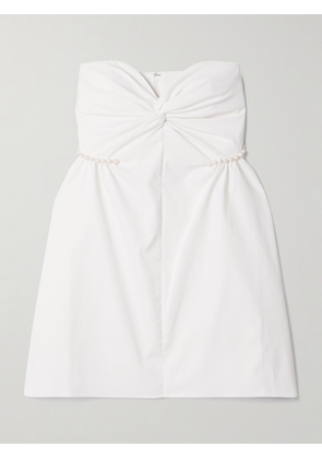 Kika Vargas - Fiona Strapless Faux Pearl-embellished Twisted Twill Mini Dress - White - xx small,x small,small,medium,large,x large