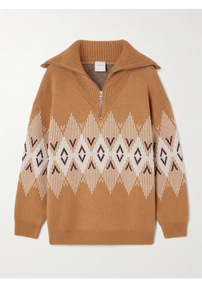 Varley - Heidi Fair Isle Jacquard-knit Half-zip Sweater - Neutrals - xx small,x small,small,medium,large