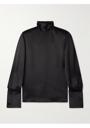 SAINT LAURENT - Silk-satin Turtleneck Blouse - Black - FR 34,FR 36,FR 38,FR 42