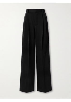 SAINT LAURENT - Grain De Poudre Wool Wide-leg Pants - Black - FR 36,FR 38,FR 40,FR 42