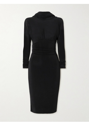 SAINT LAURENT - Open-back Gathered Stretch-jersey Midi Dress - Black - XS,S,M,L