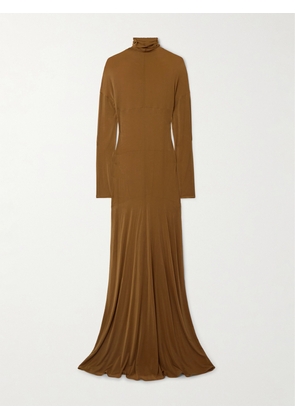 SAINT LAURENT - Stretch-jersey Maxi Dress - Brown - FR 38,FR 40