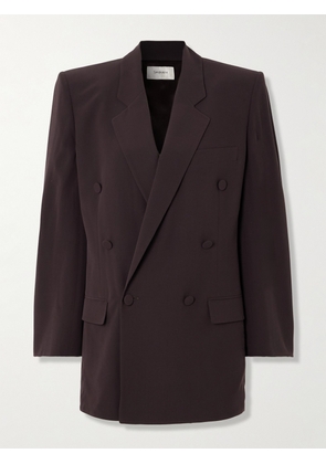 SAINT LAURENT - Double-breasted Silk-crepe Blazer - Brown - FR 36,FR 38,FR 40,FR 42