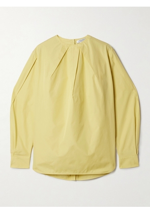 Max Mara - Olinto Pleated Cotton-poplin Blouse - Yellow - UK 2,UK 4,UK 6,UK 8,UK 10,UK 12,UK 14,UK 16,UK 18