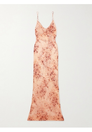 ROSAMOSARIO - Midsummer Breeze Draped Floral-print Silk-chiffon Maxi Dress - Pink - xx small,x small,small,medium,large,x large,xx large