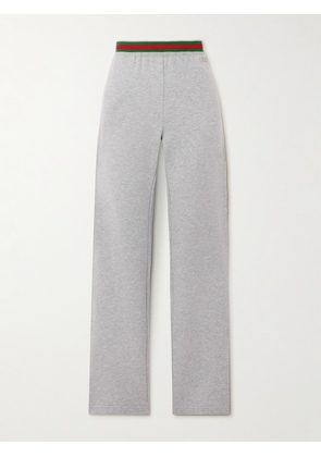 Gucci - Appliquéd Striped Cotton-jersey Track Pants - Gray - XXS,XS,S,M,L,XL,XXL