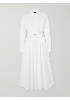 Gucci - Belted Embossed Cotton-poplin Maxi Dress - White - IT36,IT38,IT40,IT42,IT44,IT46,IT48