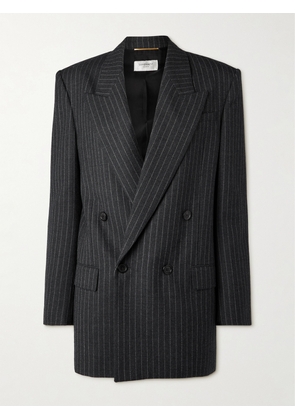 SAINT LAURENT - Oversized Double-breasted Pinstriped Wool-flannel Blazer - Gray - FR 38,FR 40