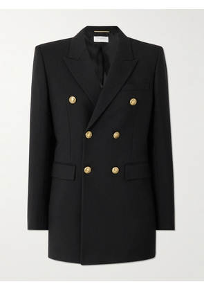 SAINT LAURENT - Double-breasted Wool-gabardine Blazer - Black - FR 36,FR 38,FR 40,FR 42