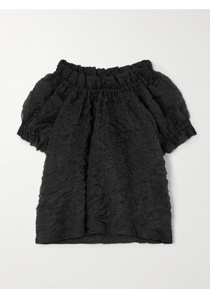Simone Rocha - Ruffled Cloqué Blouse - Black - UK 4,UK 6,UK 8,UK 10,UK 12,UK 14