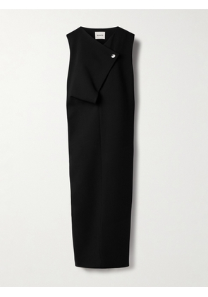 KHAITE - Crispin Draped Crepe Midi Dress - Black - US0,US2,US4,US6,US8,US10,US12