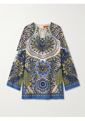 La DoubleJ - Supreme Swing Printed Silk-twill Mini Dress - Blue - xx small,x small,small,medium,large,x large,xx large