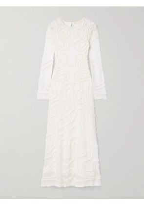 Ulla Johnson - Valentina Appliquéd Pointelle-knit Midi Dress - Ivory - x small,small,medium,large