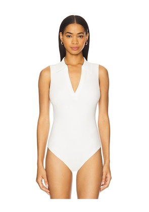 Commando Sleeveless V-neck Bodysuit in White. Size L. Also in M, S, XL.