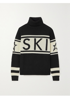 Perfect Moment - Schild Intarsia Merino Wool Turtleneck Sweater - Black - x small,small,medium,large,x large