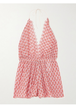 Missoni - Metallic Crochet-knit Halterneck Playsuit - Red - IT36,IT38,IT40,IT42,IT44,IT46,IT48