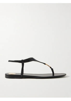 SAINT LAURENT - Cassandra Logo-embellished Leather Sandals - Black - EU 35,EU 36,EU 36.5,EU 37,EU 37.5,EU 38,EU 38.5,EU 39,EU 39.5,EU 40,EU 40.5,EU 41,EU 41.5,EU 42