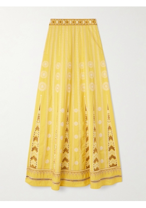 Emporio Sirenuse - Camille Embroidered Linen And Cotton-blend Maxi Skirt - Yellow - IT38,IT40,IT42,IT44,IT46,IT48,IT50