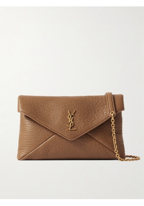 SAINT LAURENT - Cassandre Mini Textured-leather Shoulder Bag - Brown - One size