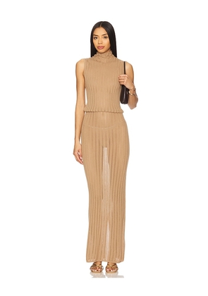 House of Harlow 1960 x REVOLVE Alani Maxi Knit Dress in Taupe. Size M, S, XL, XS, XXS.