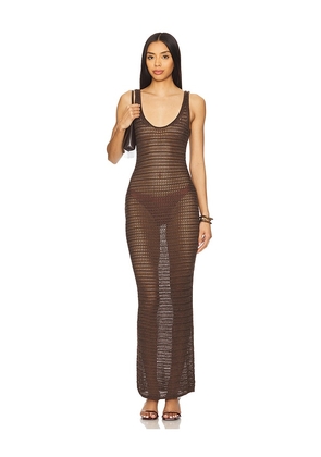 House of Harlow 1960 x REVOLVE Emilee Maxi Knit Dress in Chocolate. Size M, S, XL, XS, XXS.