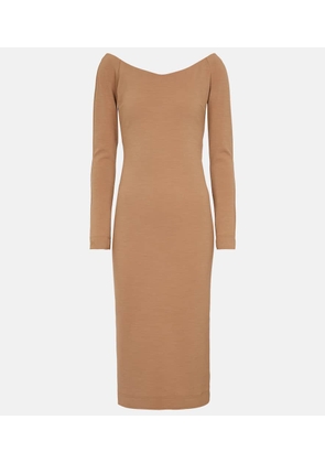 Fendi Off-shoulder wool jersey midi dress