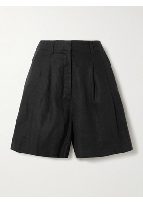 Posse - Marchello Pleated Linen Shorts - Black - xx small,x small,small,medium,large,x large,xx large