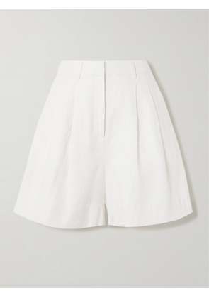 Posse - Marchello Pleated Linen Shorts - Ivory - xx small,x small,small,medium,large,x large,xx large