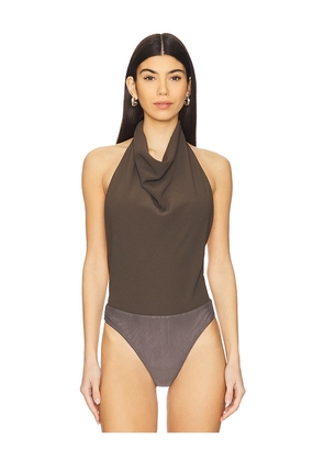 Ronny Kobo Sheena Bodysuit in Brown. Size L. Also in M, XS.