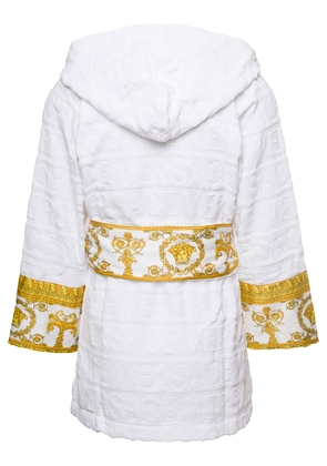 Accappatoio Corto Con Motivo Barocco In Spugna Di Cotone Nero Versace Home