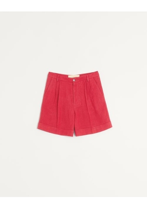 Valentino CUFFED LINEN BERMUDA SHORTS Man CHERRY RED 46