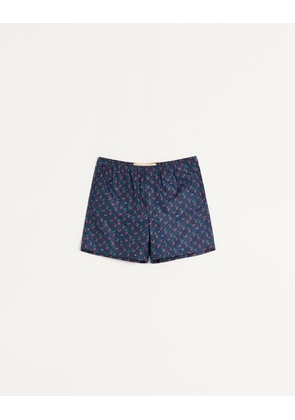 Valentino NYLON SWIMSUIT WITH CHERRYFIC PRINT Man BLUE 44