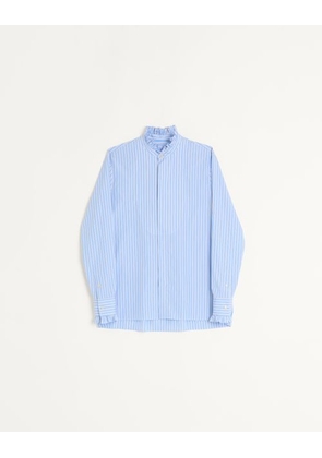 Valentino STRIPED COTTON SHIRT WITH PLASTRON AND RUFFLES Man SKY BLUE 37