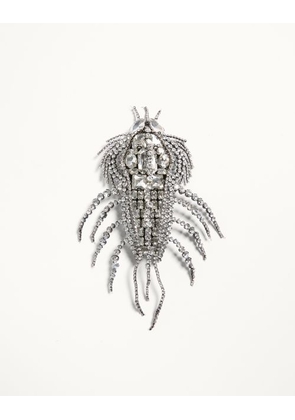 Valentino Garavani GARAVANI LES GLACES BROOCH IN METAL, FABRIC AND CRYSTALS Man CRYSTAL UNI