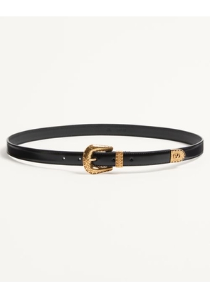 Valentino Garavani VLOGO SIGNATURE BRUSHED CALFSKIN BELT 20 MM Man BLACK 085